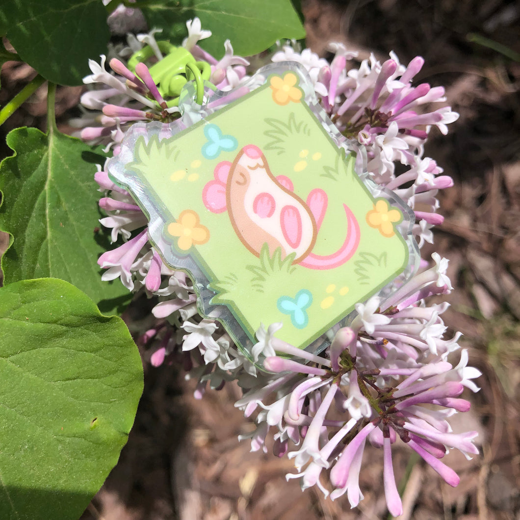 Sleepy Field Rat Acrylic Keychain