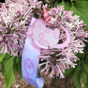 Pink Rat Acrylic Keychain + Mini Lanyard