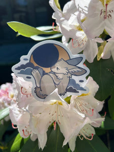 Transparent Moon Rabbit Vinyl Sticker